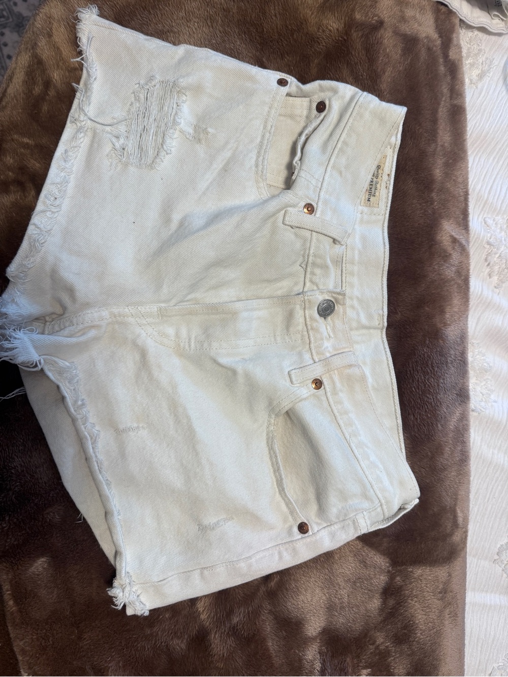 Levi's White Distressed Denim Cutoff Shorts